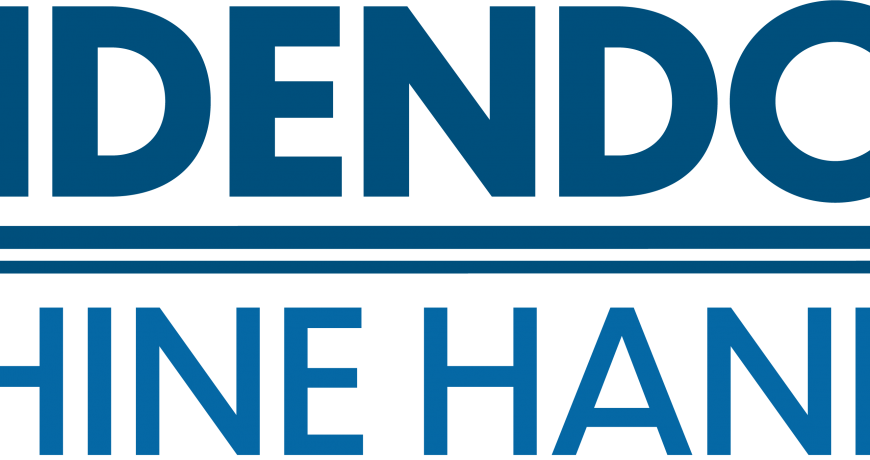 Logo Vandendorpe Machine Handlers in bedrijfskleuren (blauw)